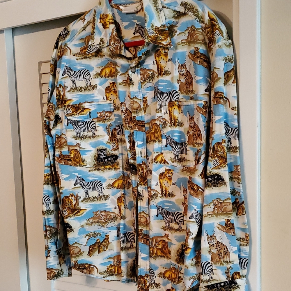 Vintage Sportsman Bailiwick Womens or Mens Animal Print Button Down Shirt Large
